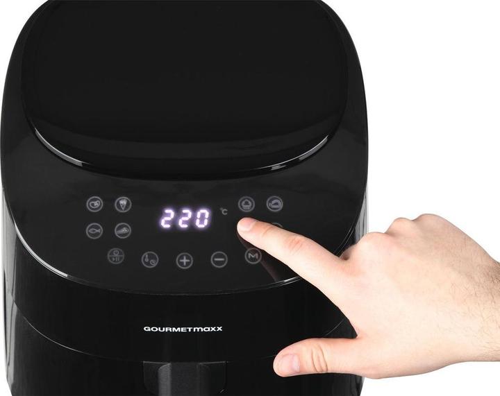 Actual product image Gourmetmaxx Hot air fryer digital black, detail colour: black