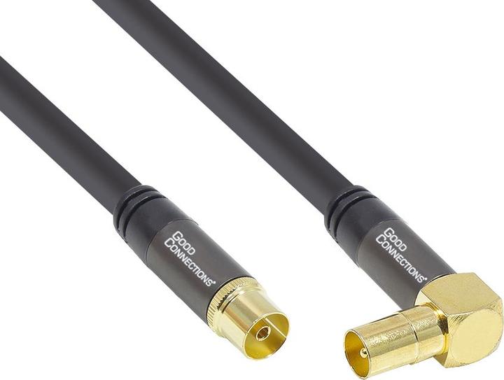 Produktbild Good Connections SAT Antennenkabel SmartFLEX, IEC/Koax Stecker abgewinkelt an Buchse, vergoldet, vierfach geschirmt (120 dB, Antennenkabel)