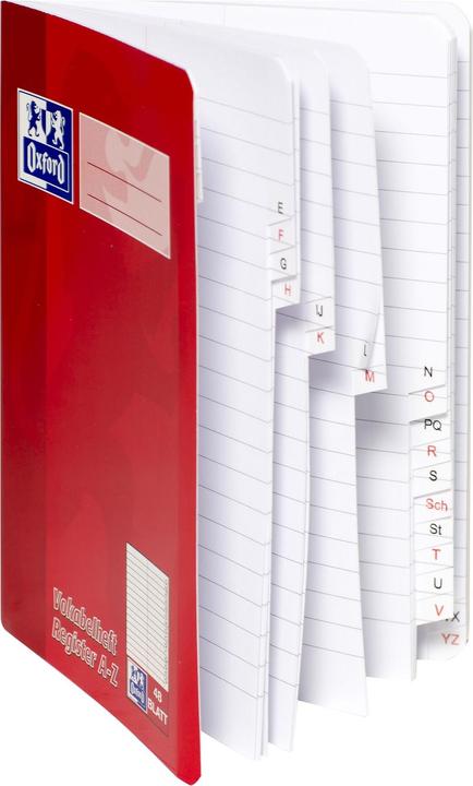 Actual product image Oxford Vocabulary booklet with index A5, 48 sheets, w. index A-Z, 90 g/m² (A5, Special ruling, Soft cover)