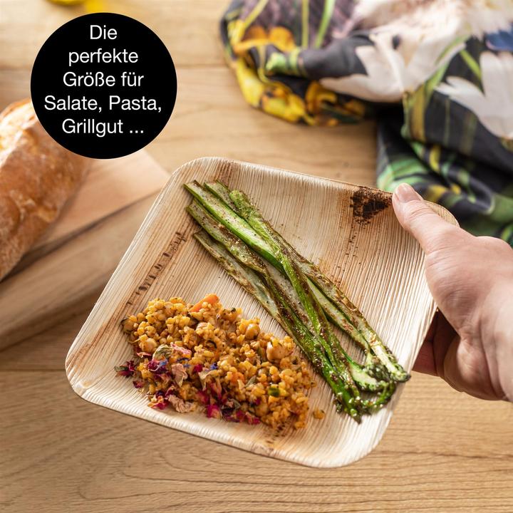 Actual product image Moritz & Moritz Palmblattgeschirr 2er Set 150 tlg Eckig 20cm mit Besteck (150 x)