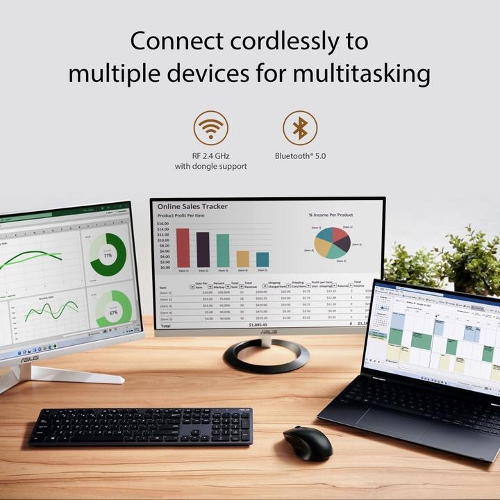 Produktbild ASUS MD200 /BK mouse Ambidextrous RF Wireless + Bluetooth Optical 4200 DPI (Kabellos)