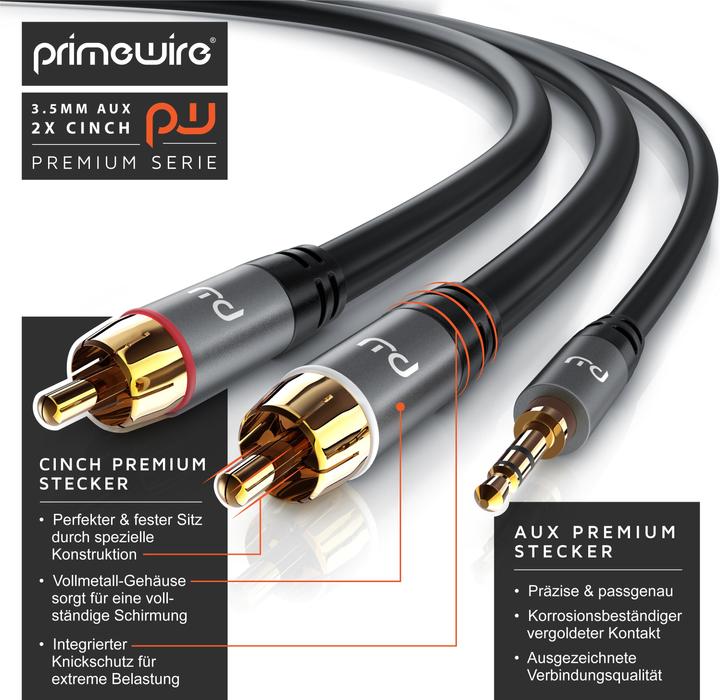Actual product image Primewire Audio cable / 3,5mm jack to 2x cinch (2 m, 3.5mm jack (AUX), Cinch)