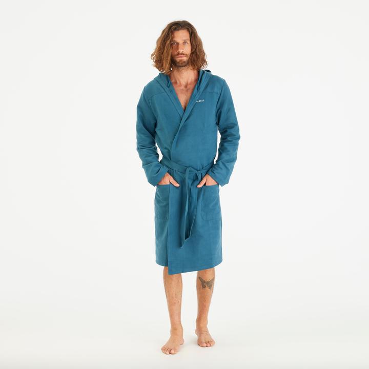 Immagine prodotto Nabaiji Accappatoio con cappuccio compatto in microfibra da uomo in blu anatra (XL)