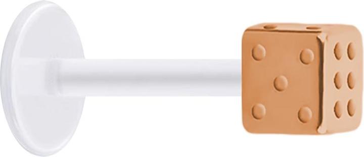 Produktbild Star Piercing Micro Labret transparent mit Würfel rosegold (ohne Messing, Chirurgenstahl 316L, Bioflex)