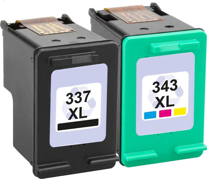 Actual product image Plutoos HP 337 XL HP 343XL Cartridges XXL compatible, set of 2 BK+CL (FC, CL)