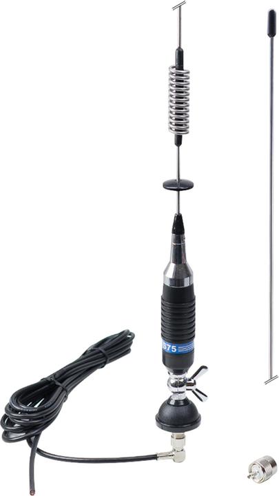 Actual product image PNI CB antenna S75 with butterfly, bracket, cable and PL connector