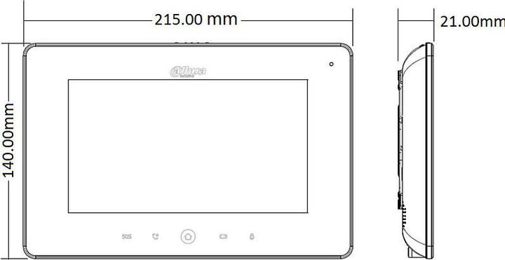 Produktbild Dahua VTH5221DW-S2 computer monitor (7") pixels LCD Touchscreen White (WLAN)