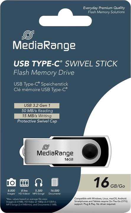 Actual product image MediaRange Swivel Stick (16 GB, USB 3.2)