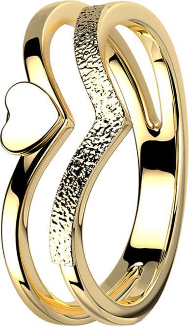 Image du produit Star Piercing Bague plaquée or deux angles avec coeur (52, Acier)
