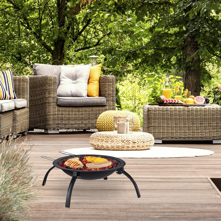 Actual product image Relaxdays XL Fire Pit with BBQ Accessories (60 cm)