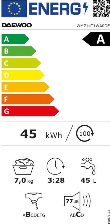 Energie-Label Daewoo WM714T1WA0DE (7 kg, Links)