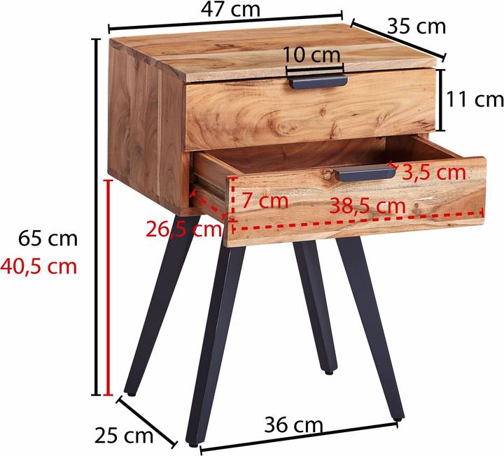 Produktbild Wohnling Nachtkonsole (47 x 35 x 65 cm)