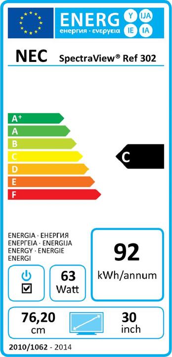 Energie-Label NEC SpectraView Reference 302 (2560 x 1600 Pixel, 30")