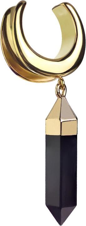 Produktbild Star Piercing Sattel vergoldet mit Anhänger schwarzer Onyx Stein (Messing, Mineralisch, Chirurgenstahl 316L)