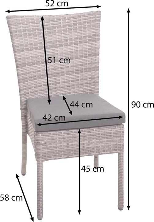 Produktbild Swisshandel24 2x Poly-Rattan Stuhl, Balkonstuhl Gartenstuhl, stapelbar braun, Kissen creme