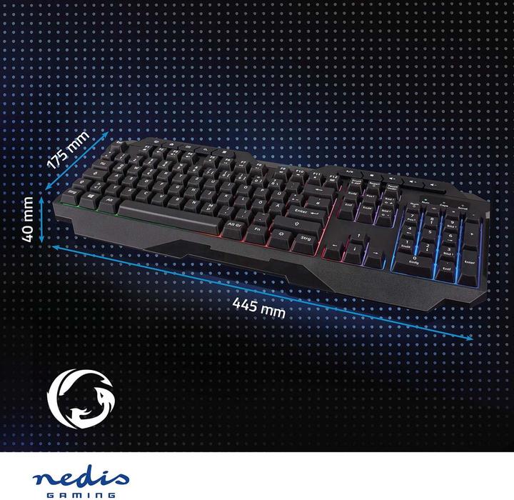 Produktbild Nedis Wired Gaming Keyboard | USB Type-A | Folientasten | LED | QWERTZ | DE-Layout | Netzkabellänge: (DE, Kabelgebunden)