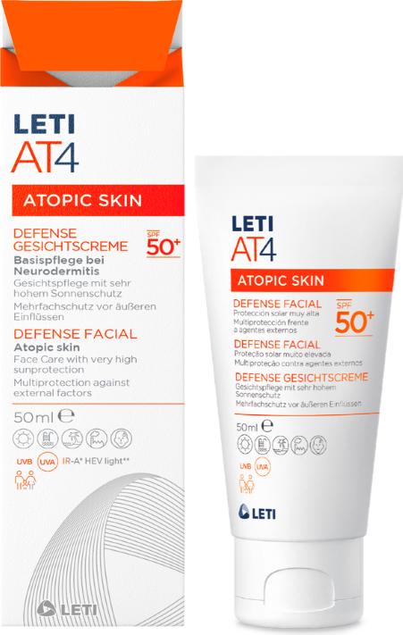 Produktbild Leti LETIAT4 Defense Gesichtscreme SPF 50+, 50 ml Creme, 50 ml Creme (Sonnencreme Gesicht, SPF 50+, 50 ml)