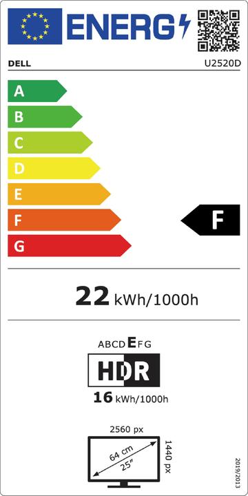 Energie-Label Dell U2520D (2560 x 1440 Pixel, 25")