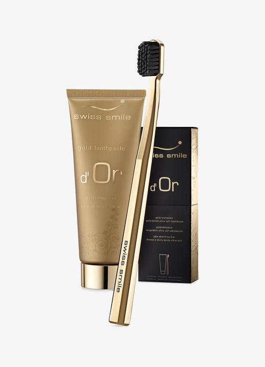 Produktbild Swiss Smile d'Or Gold Zahnpasta & Zahnbürsten Set (75 ml)