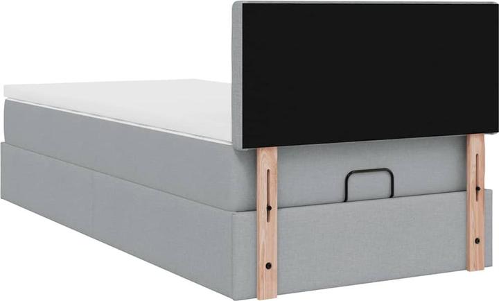 Produktbild VidaXL Ottoman-Bett mit Matratze Hellgrau 100x200 cm Stoff (100 x 200 cm)