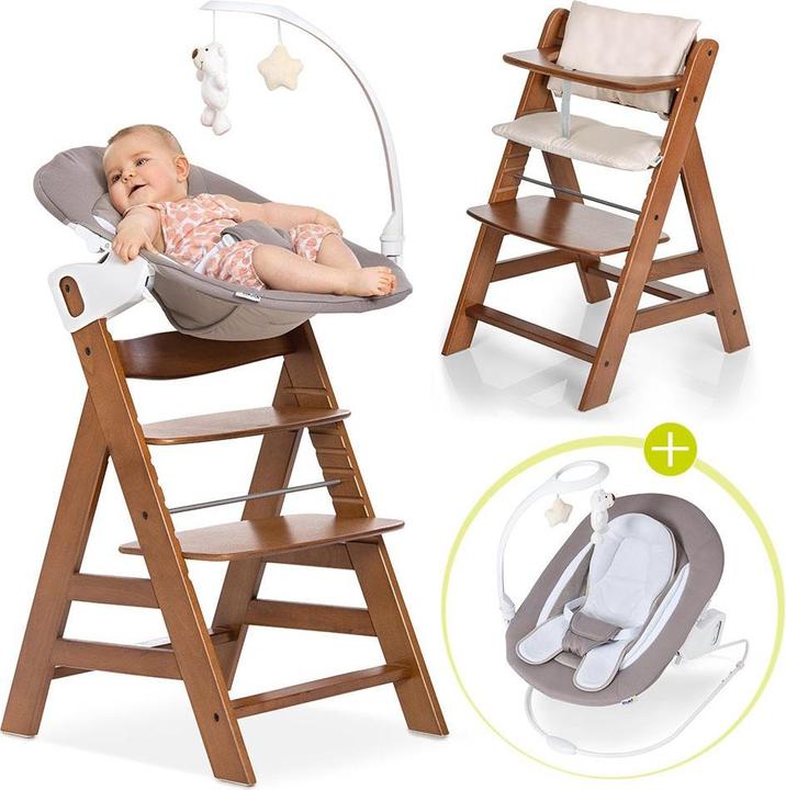 Image du produit Hauck Chaises hautes Alpha Plus Walnut Newborn Set Deluxe - 4 pcs. (Chaise haute)