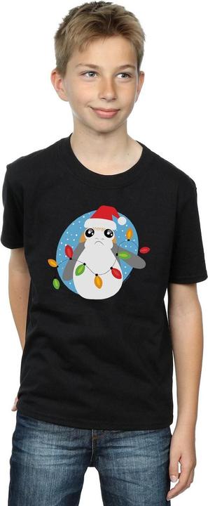 Actual product image Star Wars Boys The Last Jedi Porg Christmas Lights T-Shirt (140, 146)