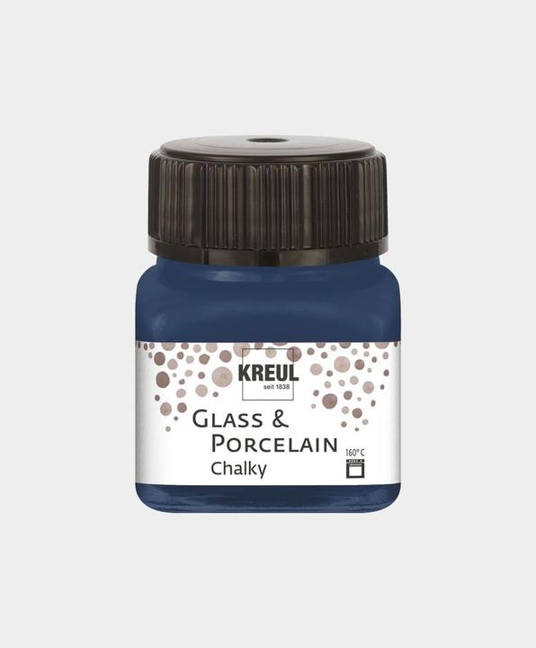 Image du produit Kreul Glass & Porcelain Chalky, peinture pour porcelaine et verre (Bleu marine, 20 ml)