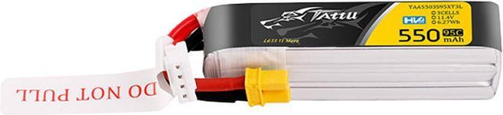 Produktbild Tattu 3s 550mAh 95C 11.4V HV Lipo Battery with XT30 Plug Long-Pack Connector (11.40 V, 550 mAh)