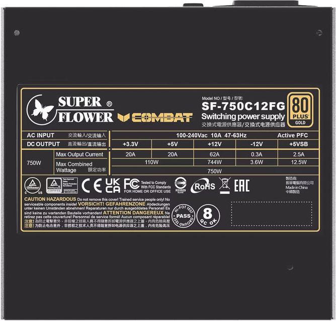 Produktbild Super Flower Combat FG 80 PLUS Gold, ATX 3.1, modular - 750 Watt (750 W)