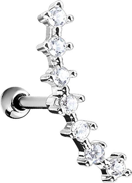 Produktbild Hollywood Body Jewelry Micro Barbell silber mit Kugel und Halbmond mit Kristall (Chirurgenstahl 316L, Messing)