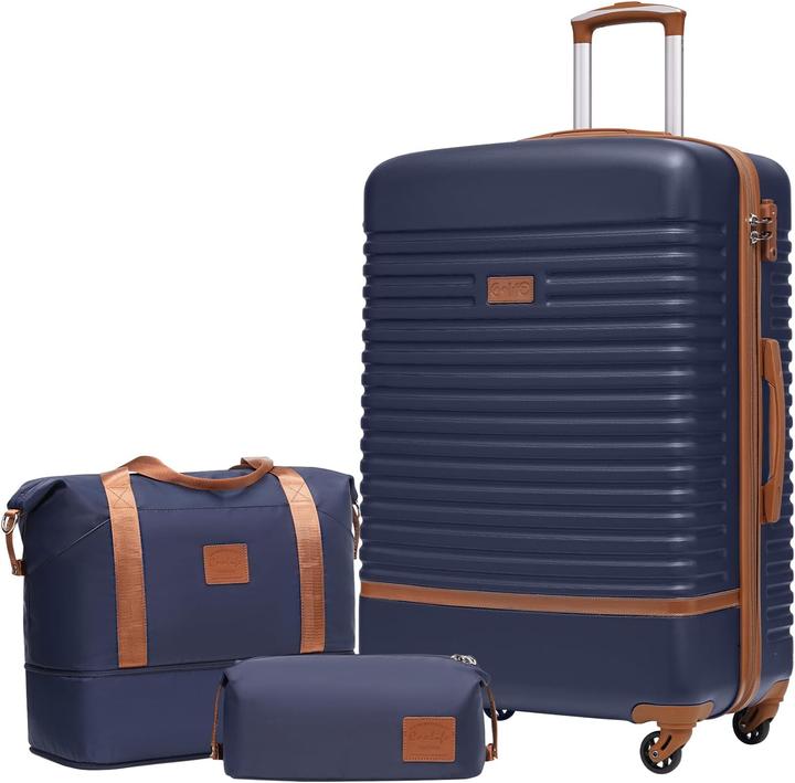 Coolife 3-teiliges Reisegepäck-Set (93 l, Handgepäck (bis 50l), L (90 - 115l))