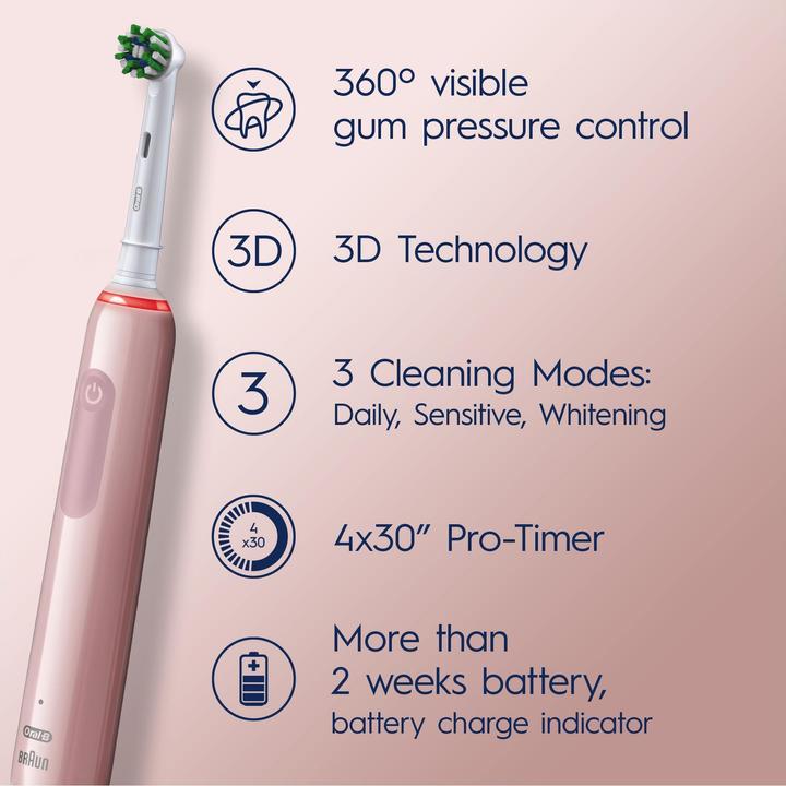 Actual product image Oral-B Pro3 3400N Pink Sensi (Oscillating toothbrush)