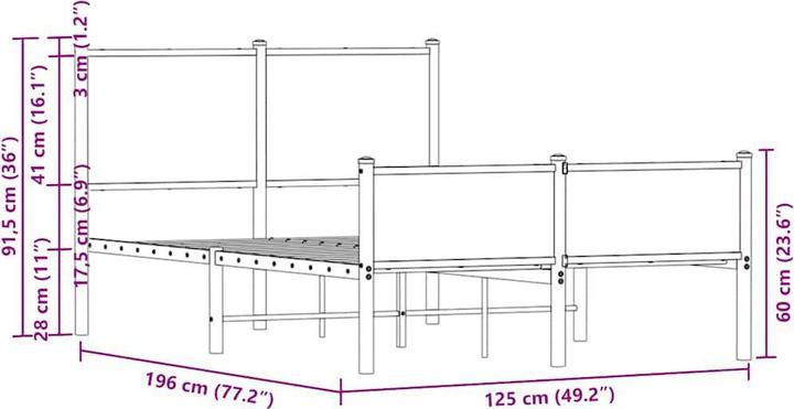 Produktbild VidaXL Bettgestell mit Kopf- und Fussteil 120 x 190cm (120 x 190 cm)