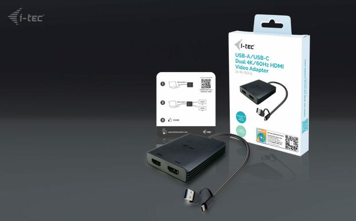 Produktbild i-tec USB-A/USB-C Dual 4K HDMI Video Adapter 2x 4K HDMI Display Adapter mit DisplayLink Chip 6950 (HDMI, 27 cm)