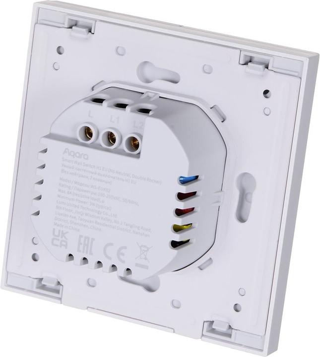 Actual product image Aqara Smart Wall Switch H1 White No Neutral, Double Rocker (Zigbee)