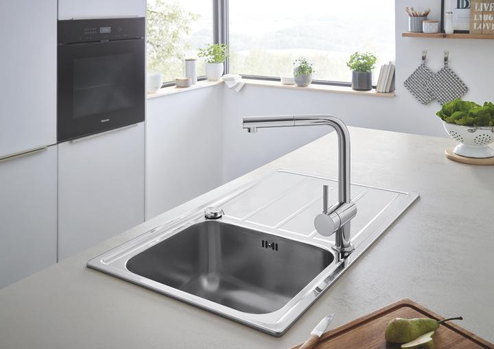 Produktbild Grohe K500 Edelstahlspüle mit Abtropffläche (Aufsatzspülbecken, 50 cm, 100 cm)