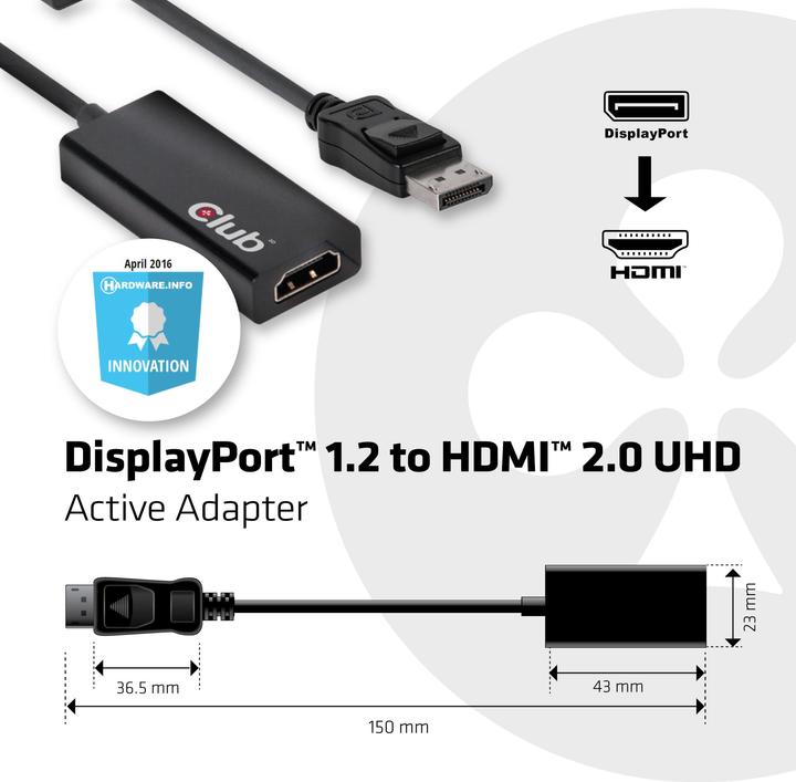 Produktbild Club 3D Aktiver DisplayPort zu (HDMI, 15 cm)
