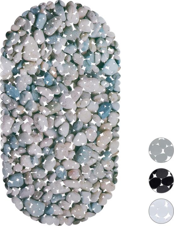 Actual product image Relaxdays Anti-Slip Bath Mat, Stone-look (36 x 68 x 0.5 cm)