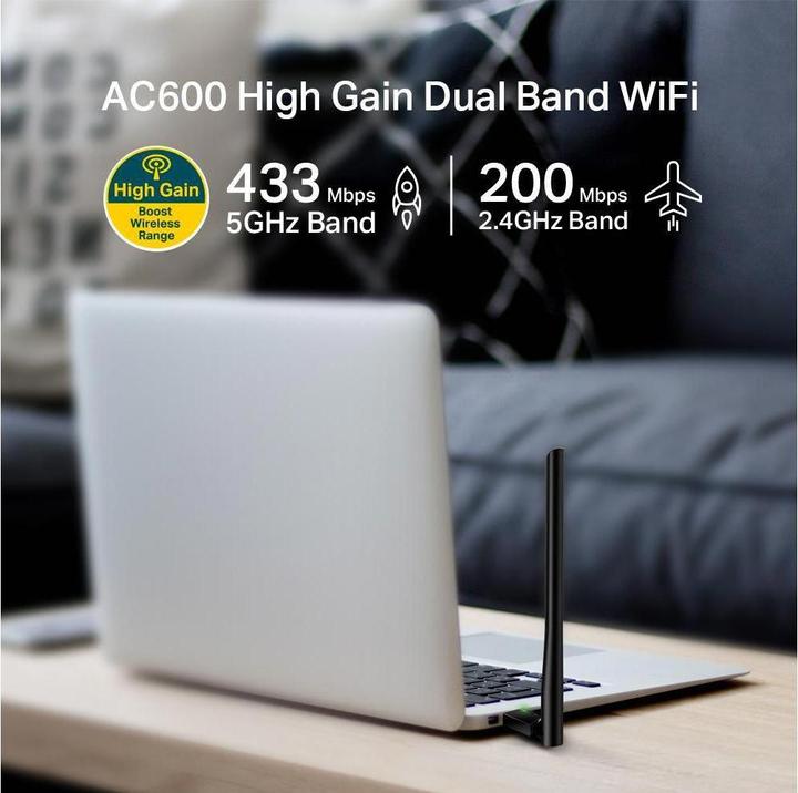 Immagine prodotto TP-Link AC600 AD ALTO GUADAGNO WI-FI USB. (USB 2.0)