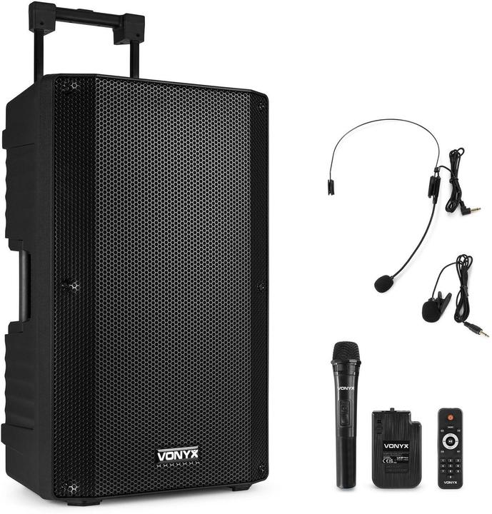 speaker met Bluetooth - Vonyx VSA700-BP - met draadloze microfoon en headset microfoon - 1000W (Actif, 1x 500 W)