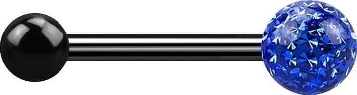Immagine prodotto Star Piercing Barbell schwarz mit Kugel und Kristallkugel dunkelblau Epoxy Schutzschicht (Titanio G23, senza ottone)