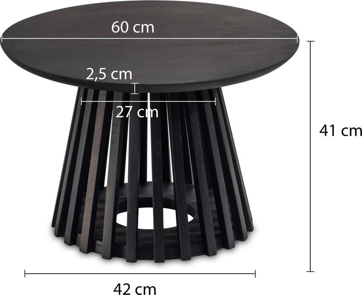 Actual product image FineBuy Coffee table FB98651 solid wood black (60 x 60 x 41 cm)