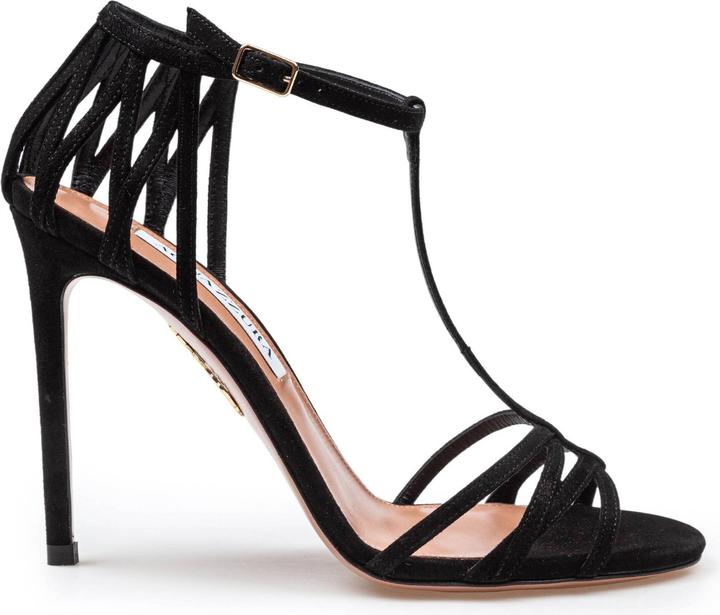 Actual product image Aquazzura forever more 105 suede sandal black color (36)