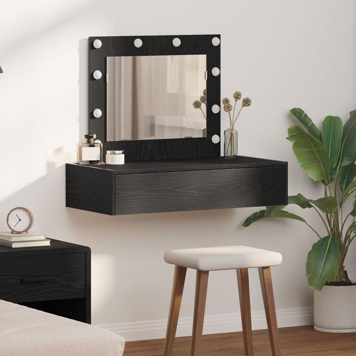 Image du produit VidaXL Coiffeuse murale avec lumières LED en chêne noir