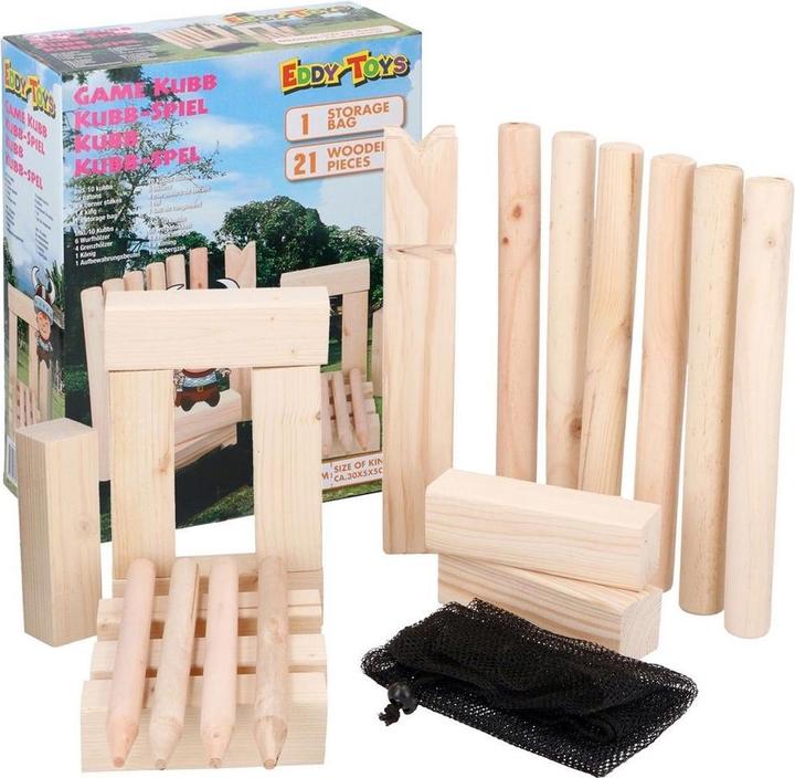 Actual product image Eddy Toys Swedish Chess and Wooden Kubb Game