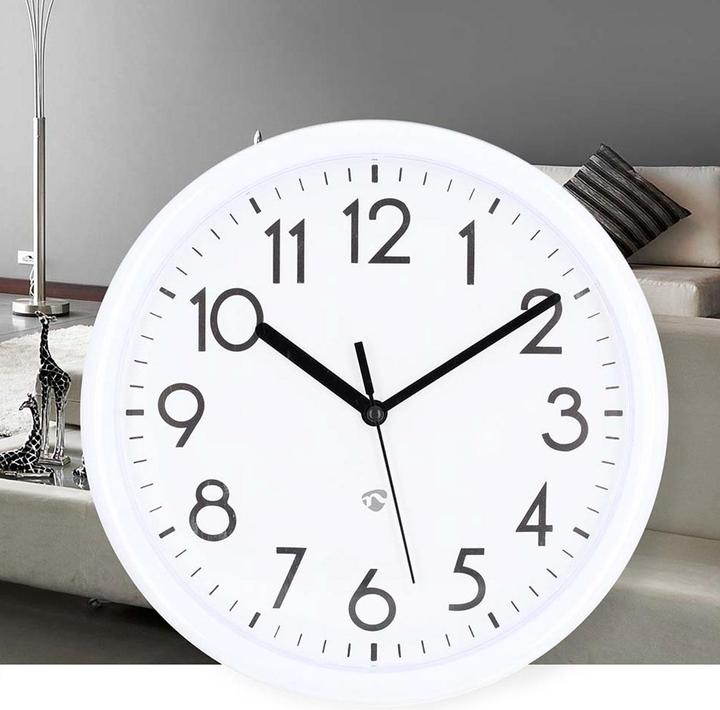 Produktbild Nedis Wanduhr - Durchmesser: 220 mm - Kunststoff - Weiss (22 cm)