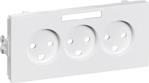 Actual product image LK Clic'line® cover for triple horizontal socket outlet, white.