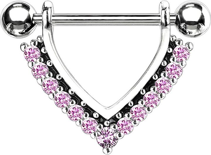 Immagine prodotto Star Piercing Barbell silber Hänger mit Kristallen pink (Acciaio chirurgico 316L, Ottone)