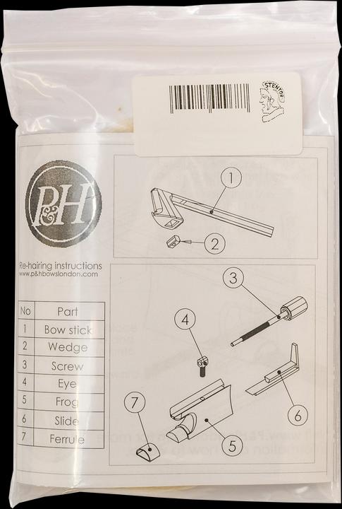 Produktbild P&H Bows Bogenhaar-Strähnen, für Fiberglas Violinbogen echtes Rosshaar (4 x, violine)