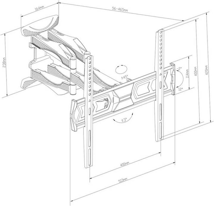 Image du produit myWall Support TV mural 81,3 cm (32) 152,4 (60) Inclinable+Pivotant, Rotatif (Mur, 60", 30 kg)